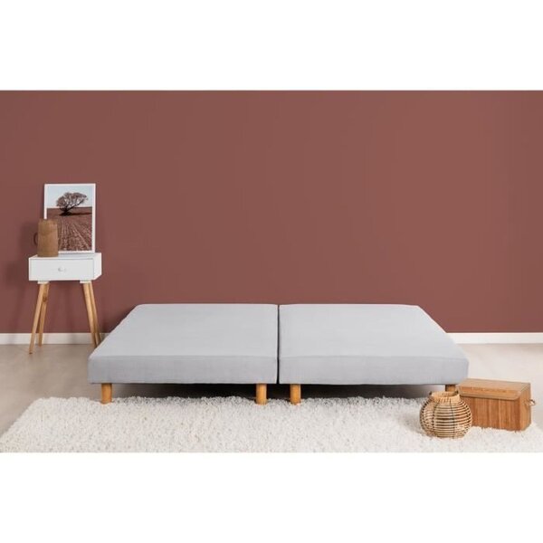 Sommiers tapissiers à lattes 2 x 90 x 200 - Bois massif gris + pieds