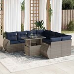 vidaXL Salon de jardin avec coussins 9 Pièces gris résine tressée acacia