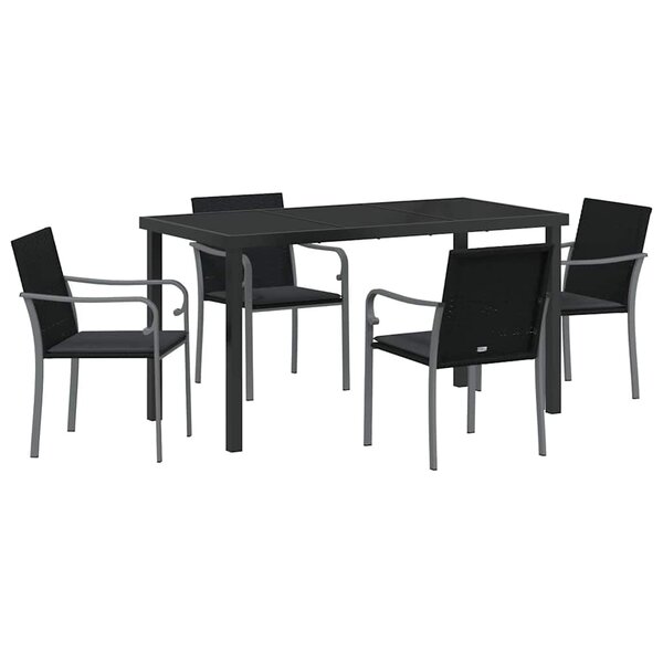 vidaXL Ensemble de salle à manger pour jardin 5 Pièces Noir et gris