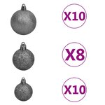 vidaXL Arbre de Noël artificiel pré-éclairé et boules blanc 240 cm