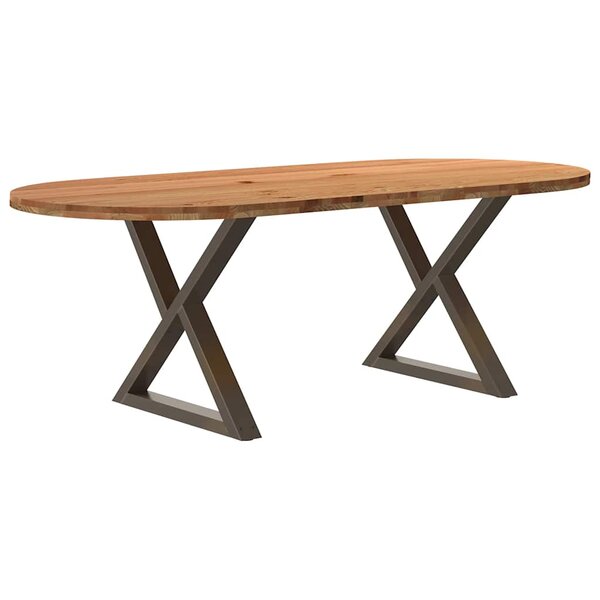 vidaXL Table à manger 220x100x74 cm bois de chêne massif ovale