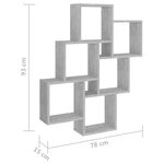 vidaXL Étagère murale cube Gris béton 78x15x93 cm Bois d’ingénierie