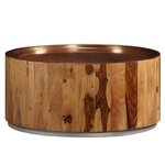 vidaXL Table basse Bois massif et acier 68 cm