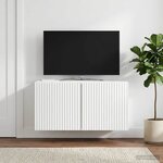 vidaXL Meuble TV mural Montage mural Blanc brillant 59 5 x 31 x 30 cm