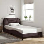 vidaXL Cadre de lit avec LED sans matelas marron foncé 100x200cm tissu