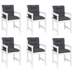 vidaXL Coussins de chaise de jardin à dossier bas lot de 6 anthracite