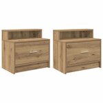 vidaXL Tables de chevet avec tiroir 2 Pièces chêne artisanal 51x31x47 cm