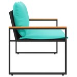 vidaXL banc avec coussin Noir et turquoise 115 x 65 x 72 cm Rotin