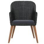 vidaXL Mobilier de salle à manger de jardin avec coussins 7 Pièces Noir