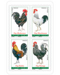 Carnet de 12 timbres - Coqs de France - 12 timbres autocollants