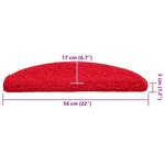 vidaXL Tapis d'escalier 20 pièces 56 x 17 x 3 cm Rouge Demi-rond