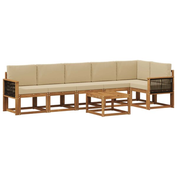 vidaXL Ensemble de canapés d'extérieur 7 pc Naturel et Beige Polyester