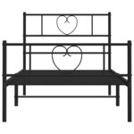 vidaXL Cadre de lit métal avec tête de lit/pied de lit noir 107x203 cm