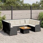 vidaXL Salon de jardin 7 Pièces avec coussins Noir Résine tressée
