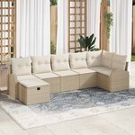 vidaXL Ensemble de canapé de jardin 7 Pièces Beige Poly rotin