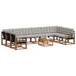 vidaXL Ensemble de canapés d'extérieur 11 Pièces Gris Naturel et Clair