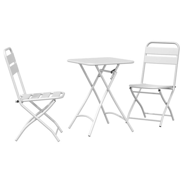 vidaXL Ensemble de Bistro Pliable 3 Pièces en Acier Blanc de