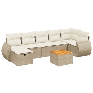 vidaXL Salon de jardin avec coussins 8 Pièces beige résine tressée