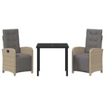 vidaXL Ensemble de salle à manger pour jardin 3 Pièces Beige polyrotin