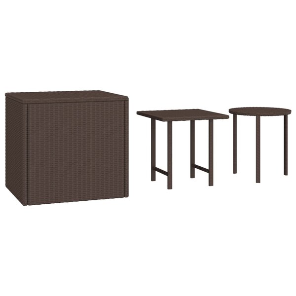 vidaXL Tables d'appoint 3 Pièces marron résine tressée