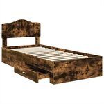 vidaXL Cadre de lit Chêne fumé 70 x 190 cm Bois d'ingénierie