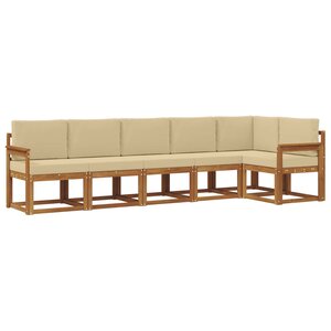 vidaXL Ensemble de canapés d'extérieur 6 pc Naturel et Beige