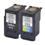 Pack de 2 cartouches d'encre authentiques Canon 540/541XL  Noir et couleurs - programme SECOND