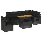 vidaXL Salon de jardin 7 Pièces avec coussins noir résine tressée