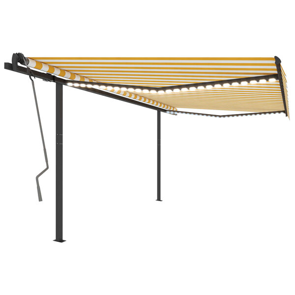 vidaXL Auvent manuel rétractable avec LED 4x3 m Jaune et blanc