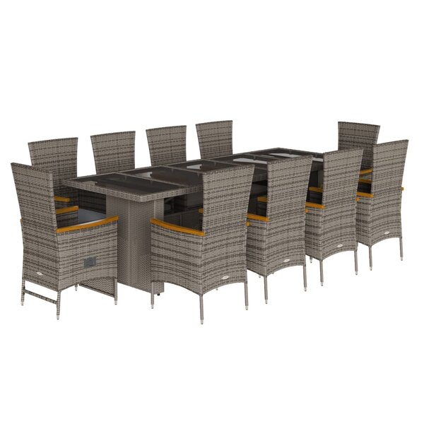 vidaXL Ensemble à manger de jardin 11Pièces avec coussins gris poly rotin