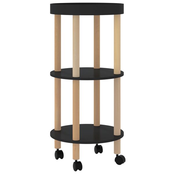vidaXL Chariot à 3 niveaux Noir 38x38x82 cm Bois d'ingénierie et pin
