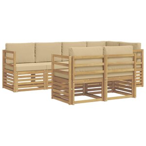 vidaXL Ensemble de canapés d'extérieur 7 pc Blanc et Beige Polyester
