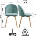 Lot de 2 chaises de salle à manger en velours pieds en bois hêtre style moderne chaise scandinave pour salon chambre cuisine bureau turquoise 01_0000153