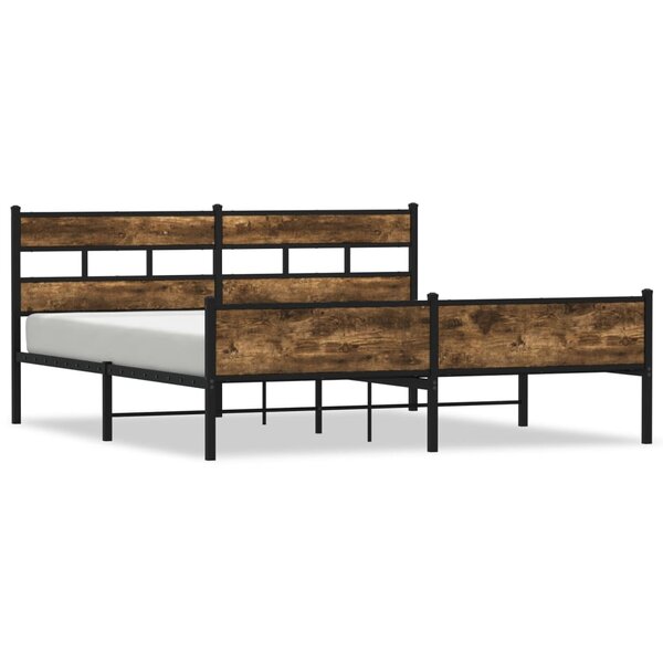 vidaXL Cadre de lit en métal sans matelas chêne fumé 193x203 cm