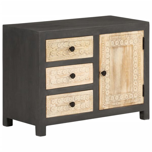 vidaXL buffet gris et blanc 75x35x55 cm bois de manguier massif