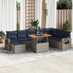 vidaXL Salon de jardin 9 Pièces avec coussins gris résine tressée