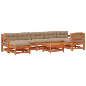 vidaXL Ensemble de salon de jardin 8 Pièces Brun cire Bois de pin massif