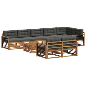 vidaXL Ensemble de canapés d'extérieur 9 pc Naturel et Anthracite