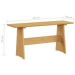 vidaXL Table à manger avec banc REINE marron miel bois de pin solide