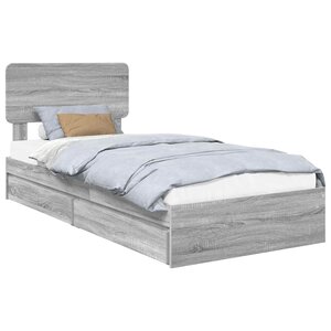 vidaXL Lit de Rangement Gris Sonoma 90 x 200 cm Bois d'ingénierie