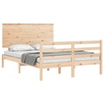 vidaXL Cadre de lit avec tête de lit 140x190 cm bois massif