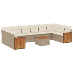 vidaXL Salon de jardin 11 Pièces avec coussins beige résine tressée