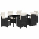 vidaXL Ensemble de repas extérieur 7 pc Noir et blanc crème polyrotin