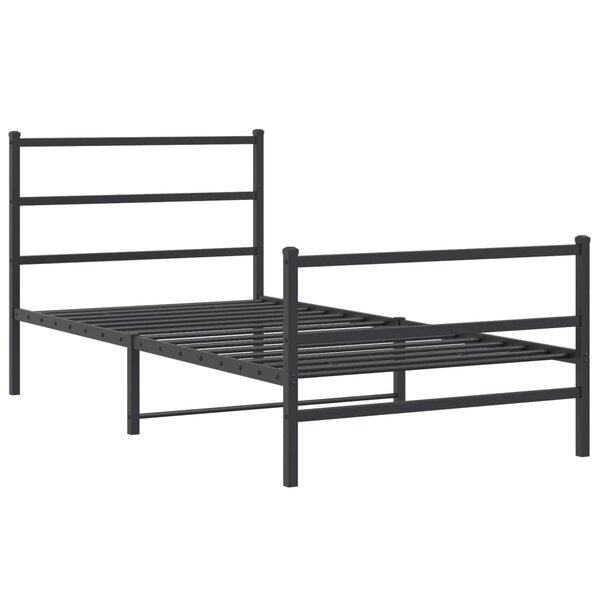 vidaXL Cadre de lit métal avec tête de lit/pied de lit noir 100x200 cm