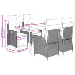 vidaXL Ensemble à manger de jardin et coussins 5 Pièces gris clair rotin