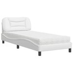 vidaXL Lit avec matelas Hvar blanc 90x200 cm similicuir