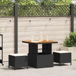 vidaXL Ensemble de salle à manger pour jardin 3 Pièces Noir Poly rotin