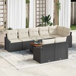 vidaXL Ensemble de canapé de jardin avec coussin 9 Pièces Noir Poly rotin