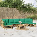 vidaXL Salon de jardin 8 Pièces avec coussins vert bambou