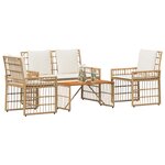 vidaXL Ensemble de meubles d'extérieur 4 Pièces Blanc Naturel et Crème